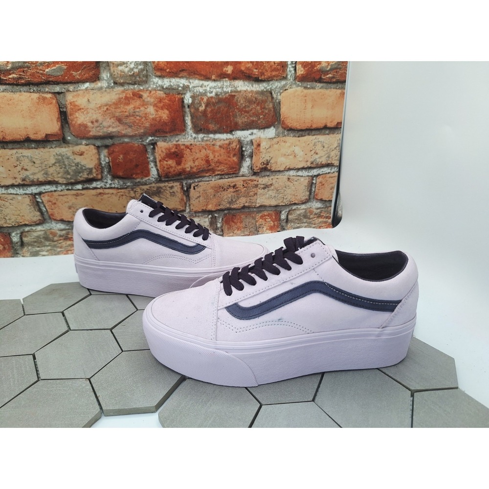 VANS Old Stack Platform Lift Shoes Purple Black White Stackform Women Sz 8.5 Knu
